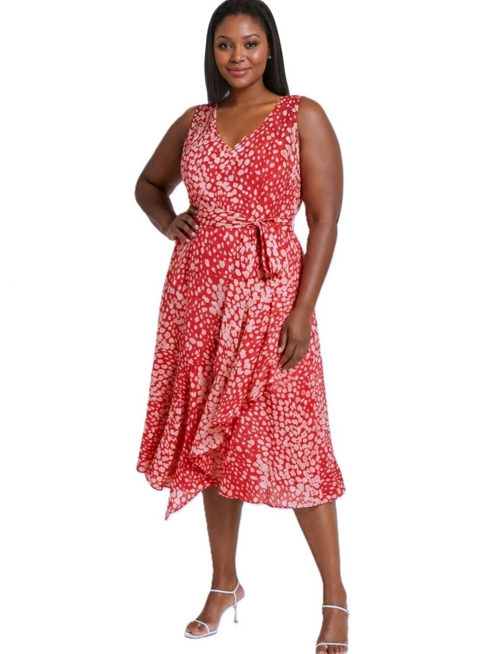 Lafayette 148 New York Telson Speckle Print Sleeveless Silk Dress